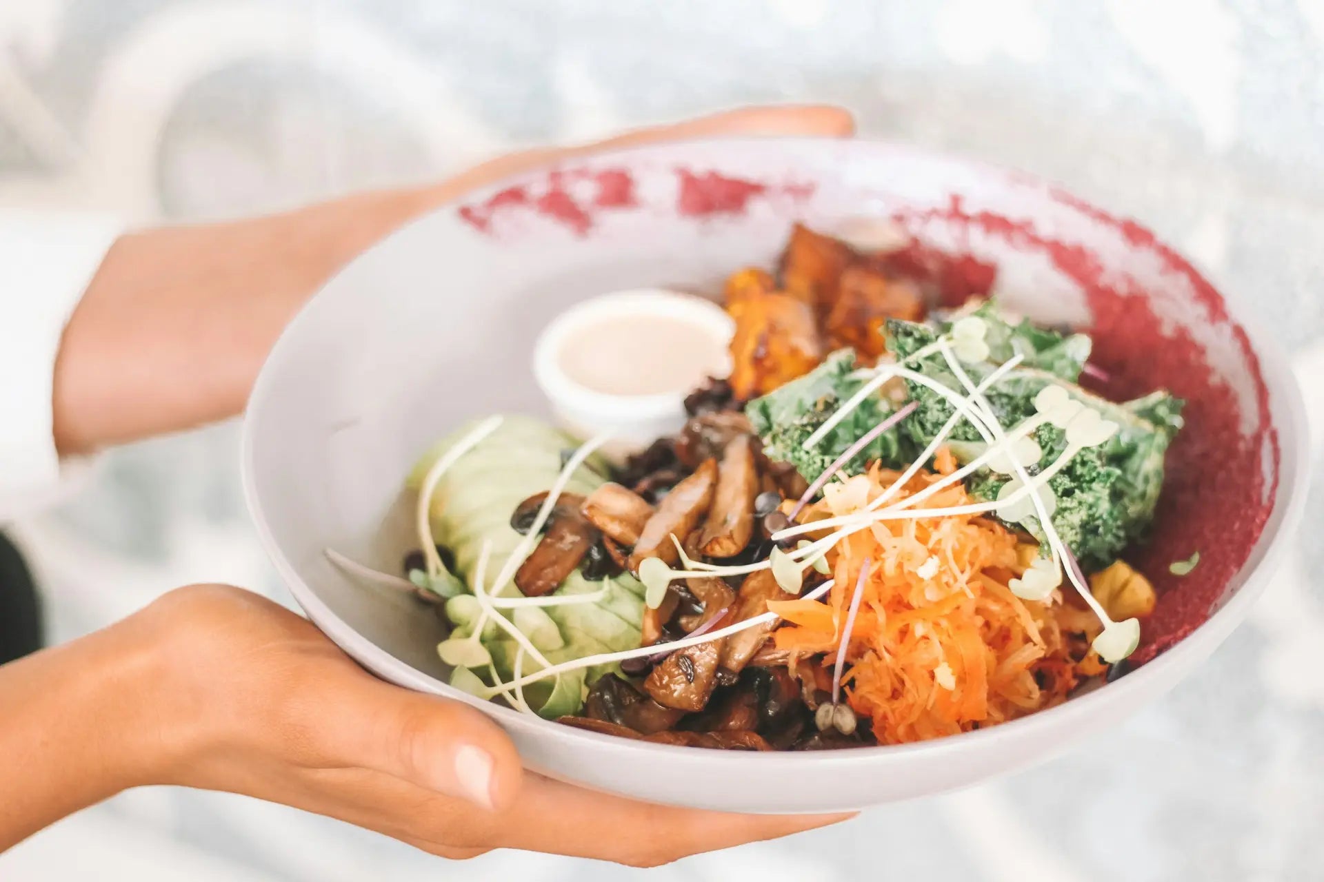 Bowl of fermented vegetables and wholesome food supporting gut health — photo by Maddi Bazzocco